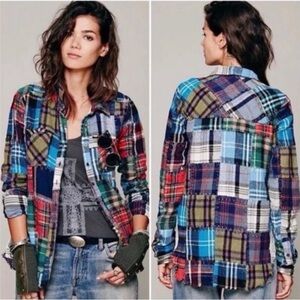 We The Free Patchwork Flannel Shirt- SM